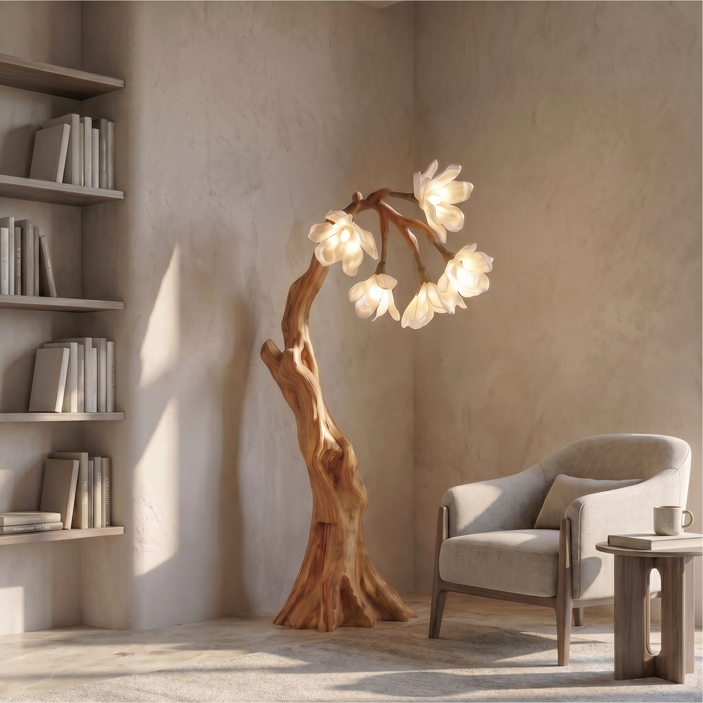 Botanical Standing Floor Lamp With Flower Petal Shade