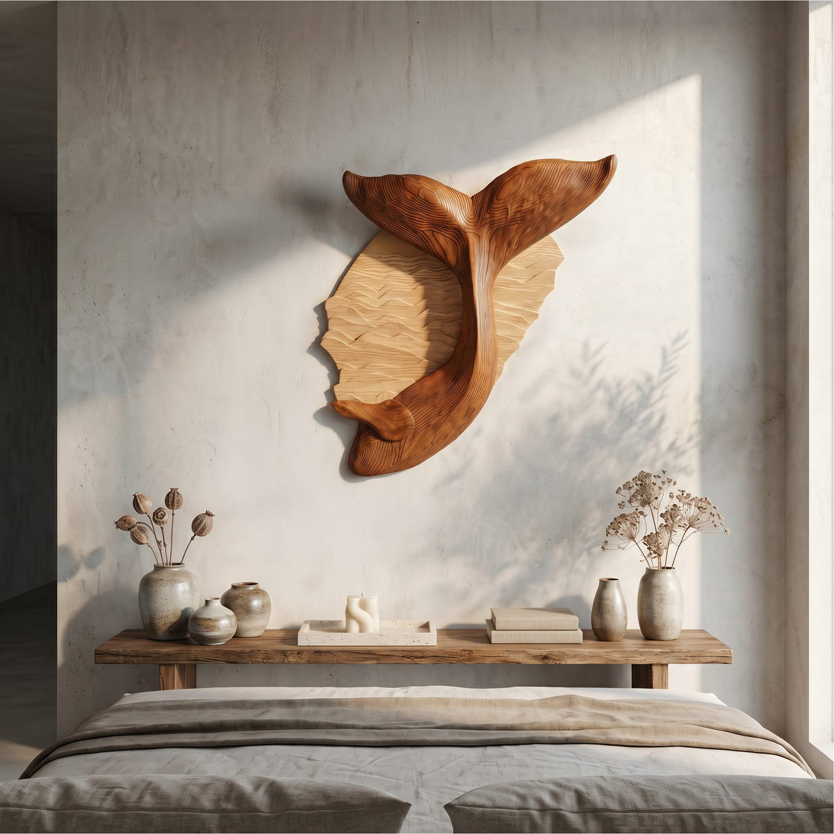 Organic Whale Tail Wooden Wall Art