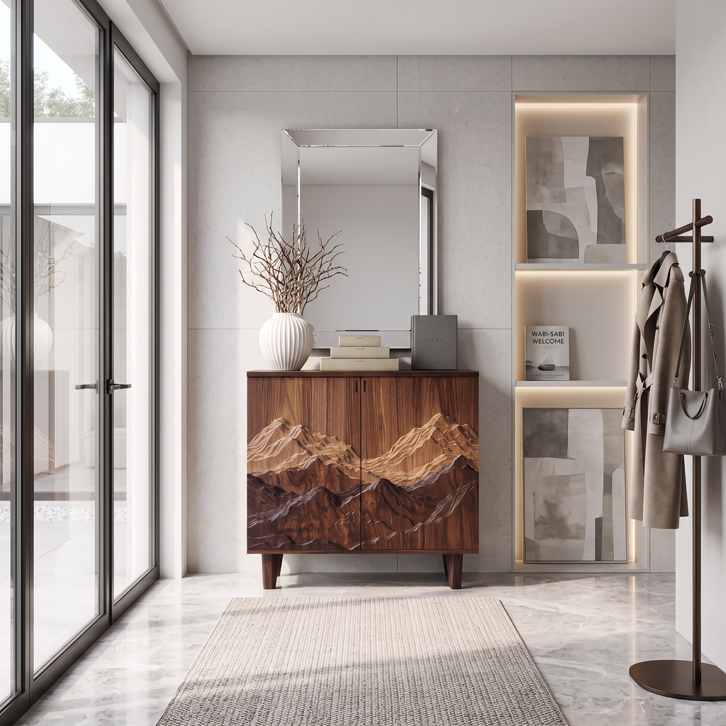 Organic Modern Wood Side Storage Cabinet