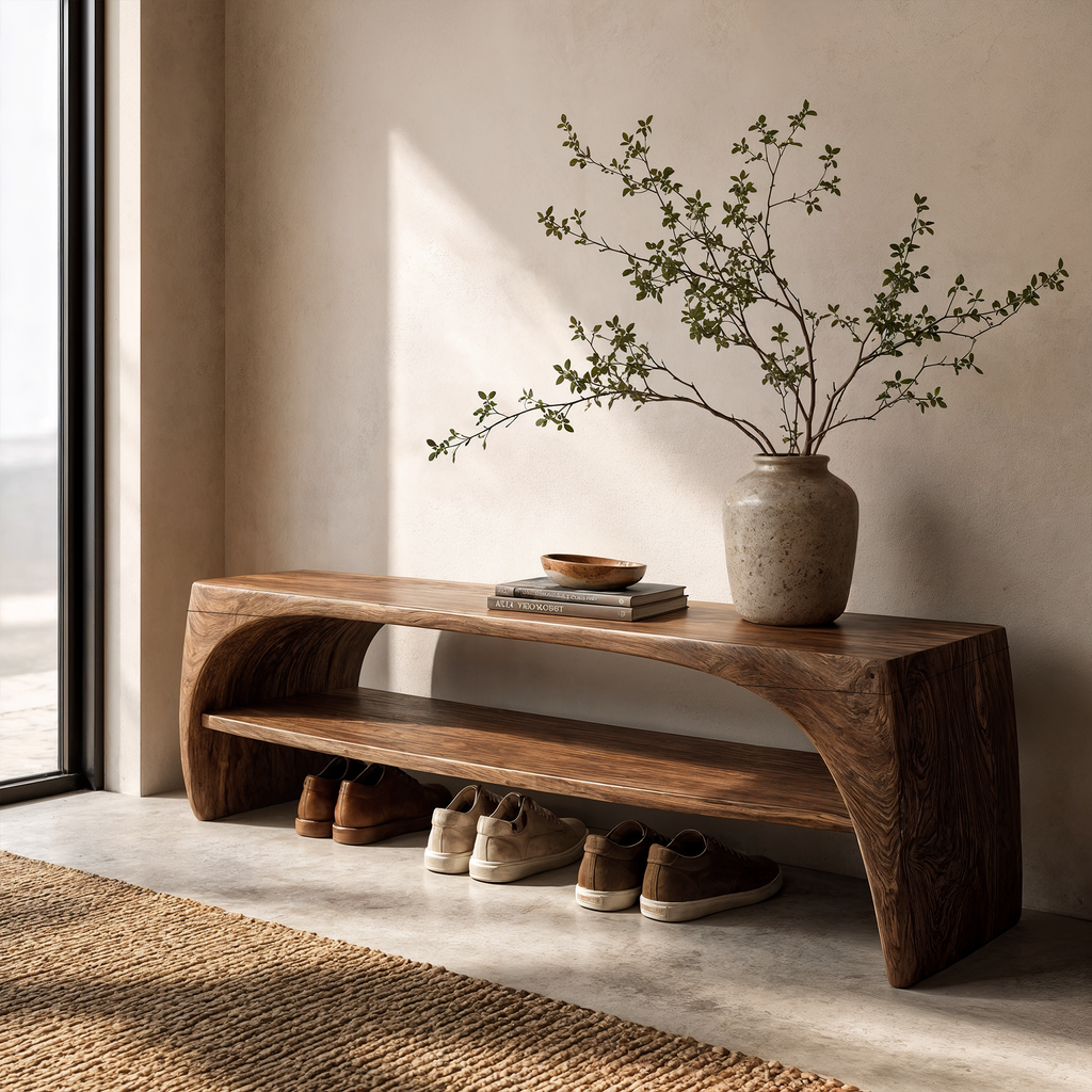 Rustic Live Edge Wood Bench