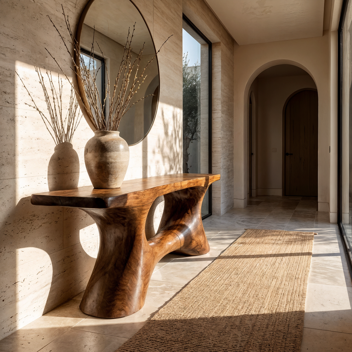 Contemporary Organic Void Base Console Table Entryway Hallway Living Room