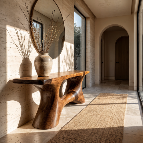 Contemporary Organic Void Base Console Table Entryway Hallway Living Room