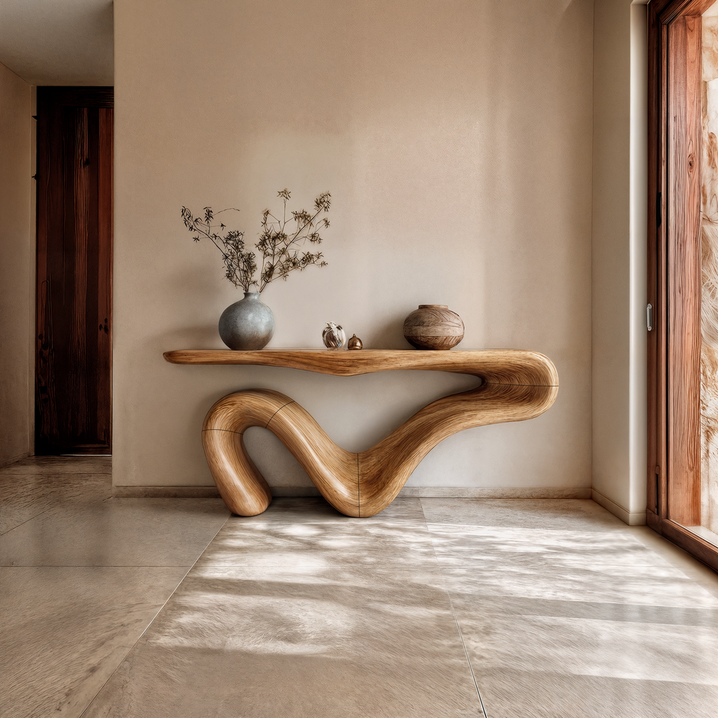 Organic Modern Sculptural Console Table
