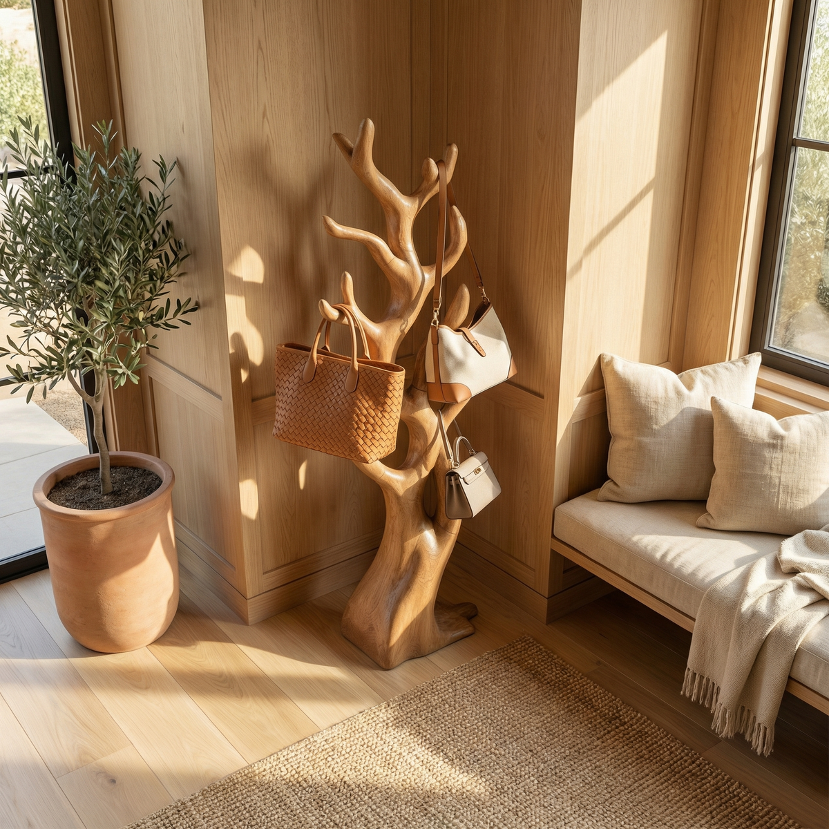 Rustic Artistic Tree Coat Rack For Entryway And Interior Styling