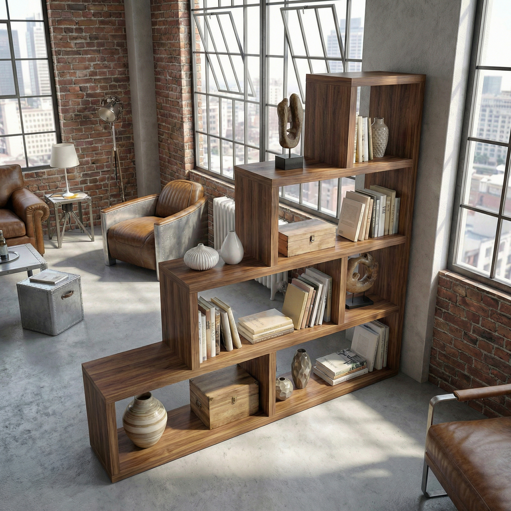 Mid Century Display Room Divider Bookshelf For Living Room And Apartment
