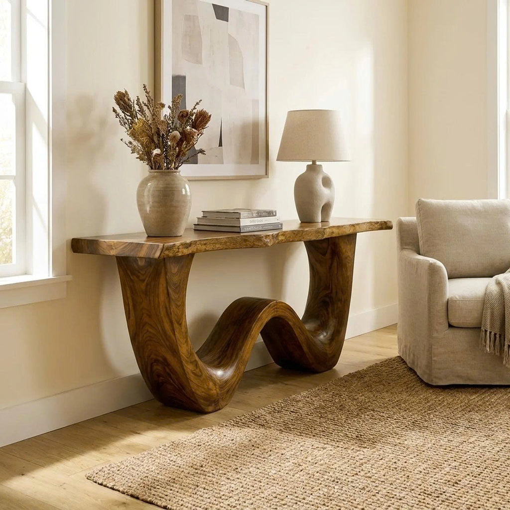 Organic Wave Base Wood Console Table