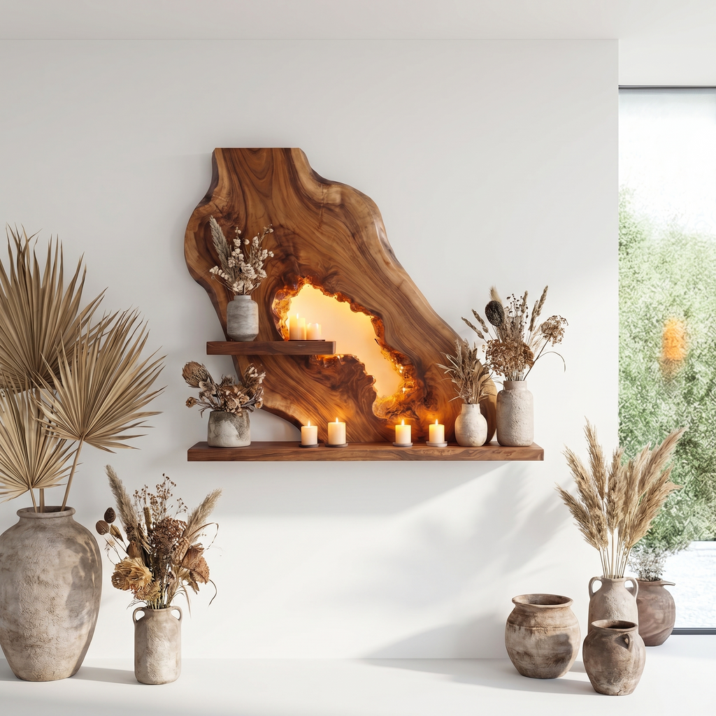Sculptural Floating Wall Shelf