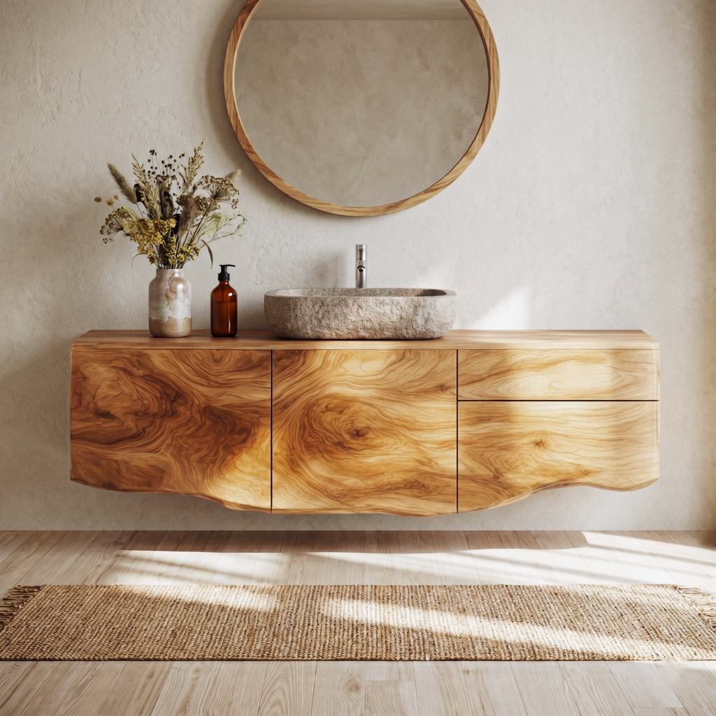 Wall Mounted Wooden Bathroom Vanity