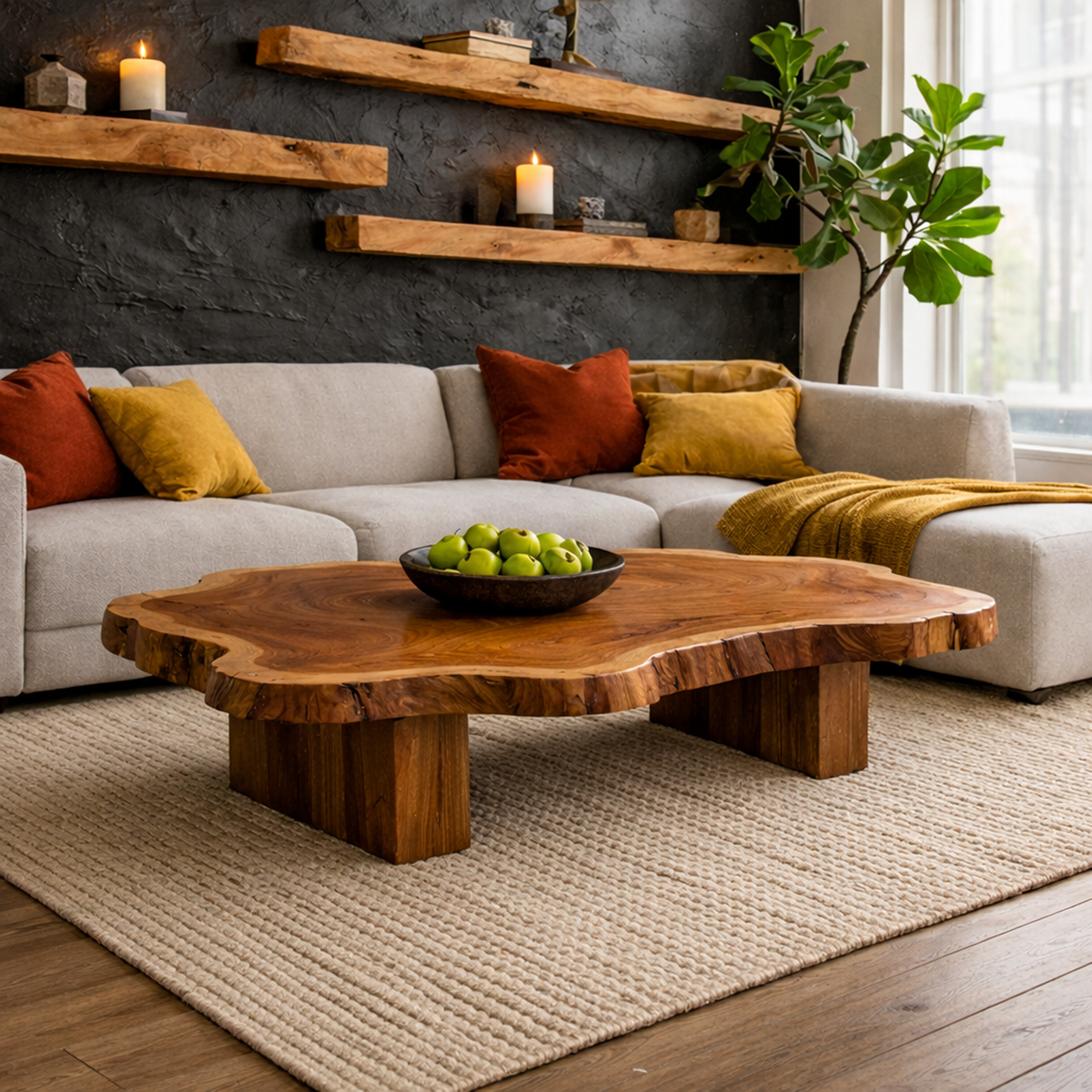 Live Edge Solid Wood Coffee Table