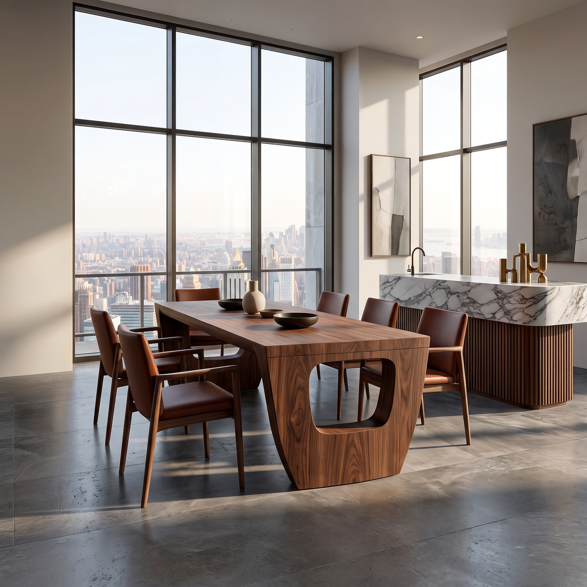 Rustic Dining Table With Artistic Base Design For Kitchen