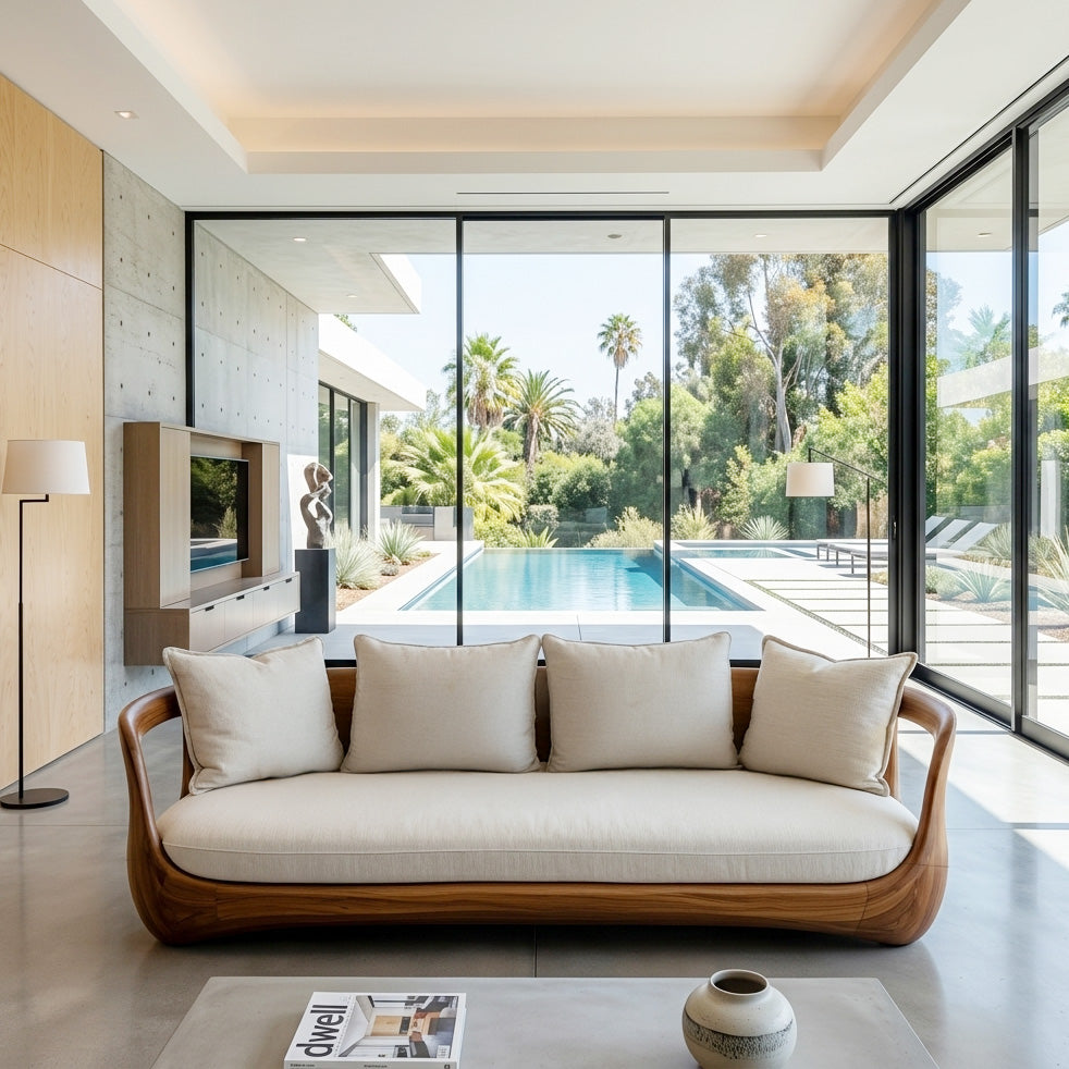 Organic Modern Sculptural Wooden Sofa For Living Room