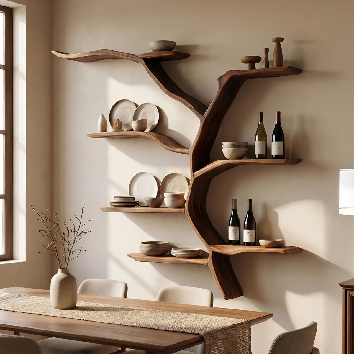 Mid Century Wall Shelf For Living Room Storage Decor