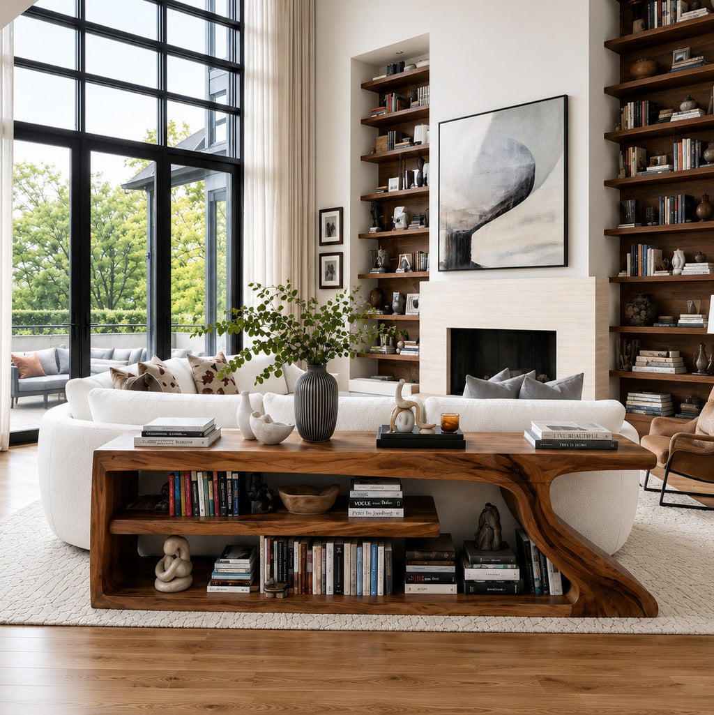 Organic Wooden Console Table For Modern Home