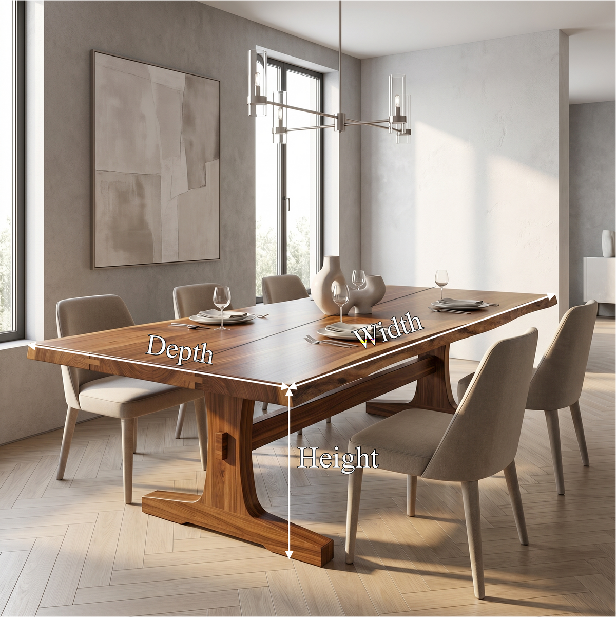 Organic Live Edge Dining Table With Waterfall Wood Base