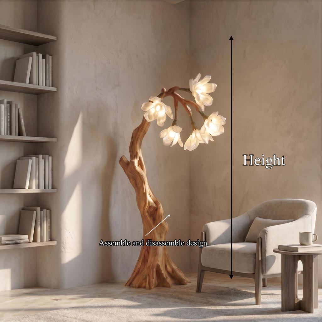 Botanical Standing Floor Lamp With Flower Petal Shade