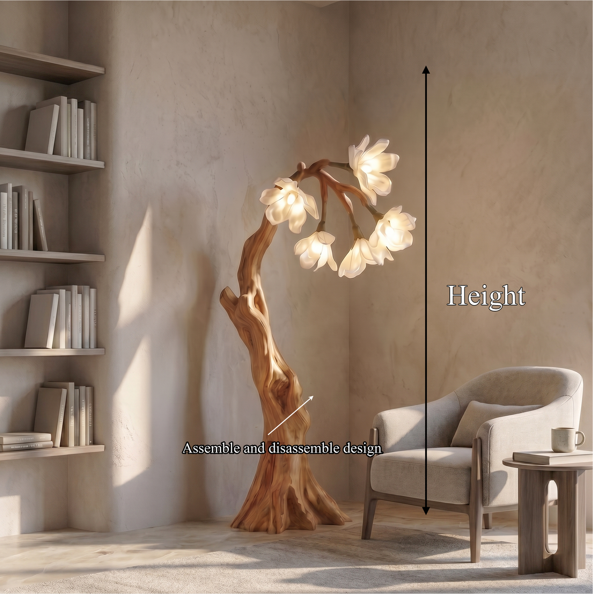 Botanical Standing Floor Lamp With Flower Petal Shade
