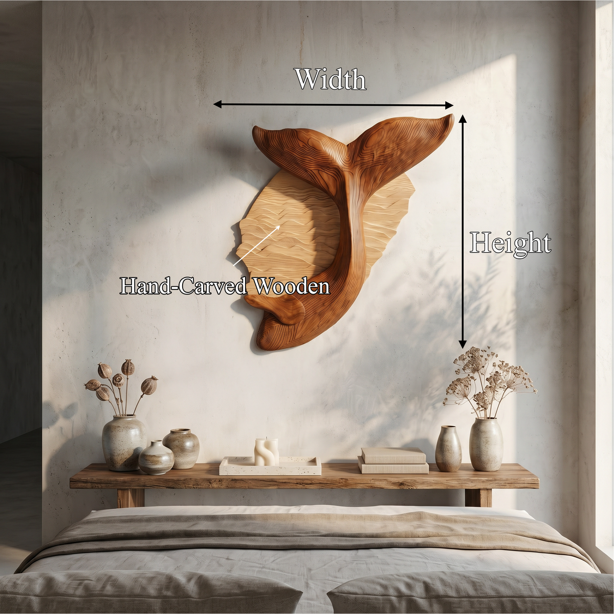 Organic Whale Tail Wooden Wall Art