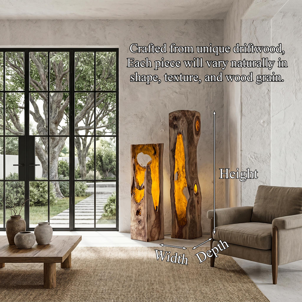 Rustic Floor Lamp With Natural Tree Trunk Design