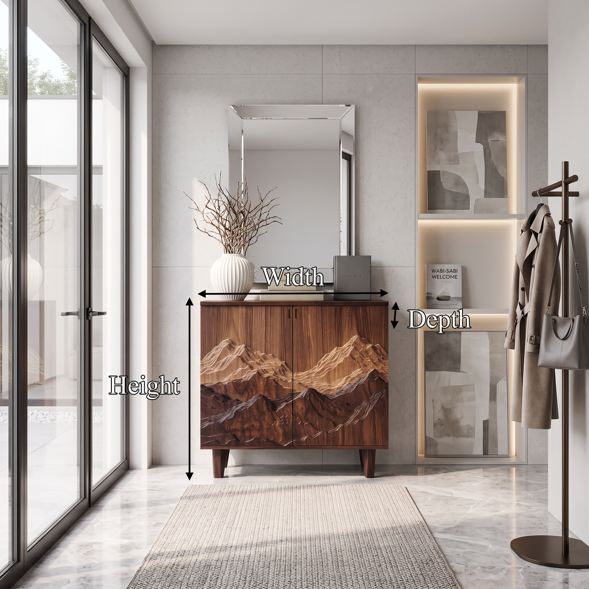 Organic Modern Wood Side Storage Cabinet