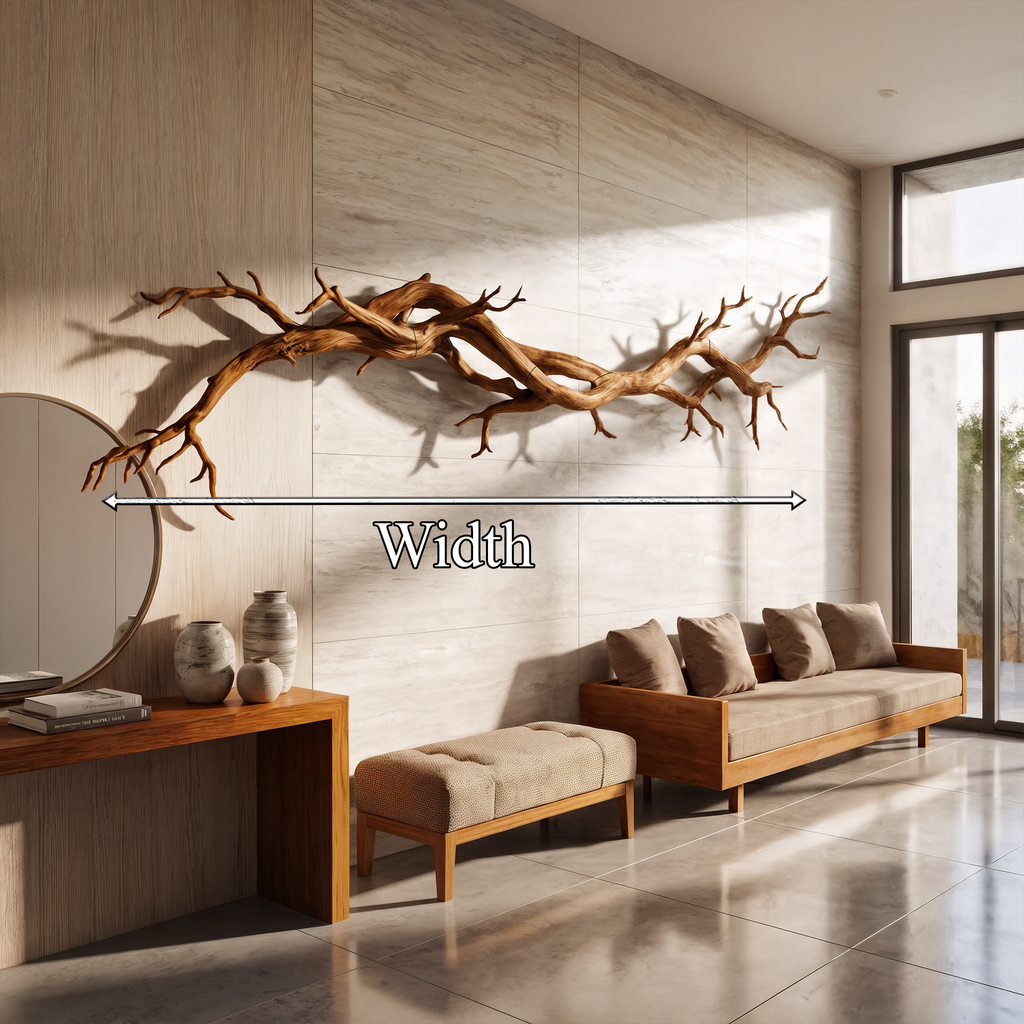 Flowing Branch Solid Wood Wall Sculpture Organic Modern Interior Decor