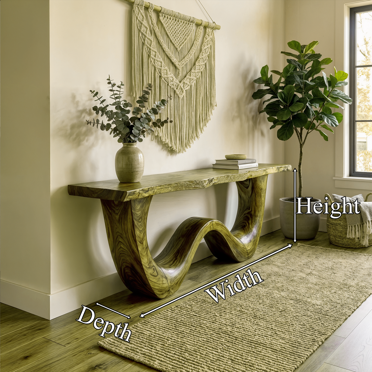 Organic Wave Base Wood Console Table