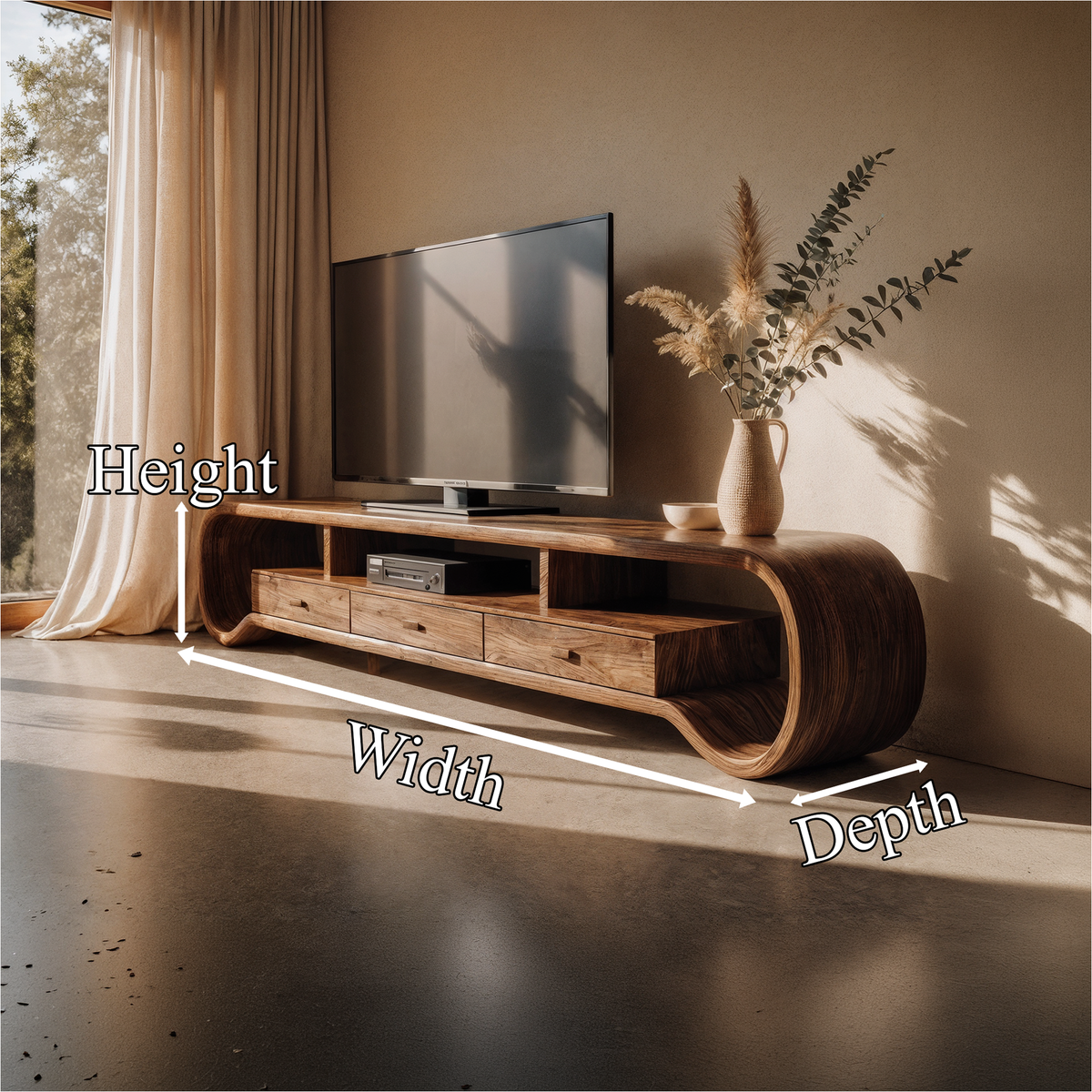 Rustic Curved TV Cabinet