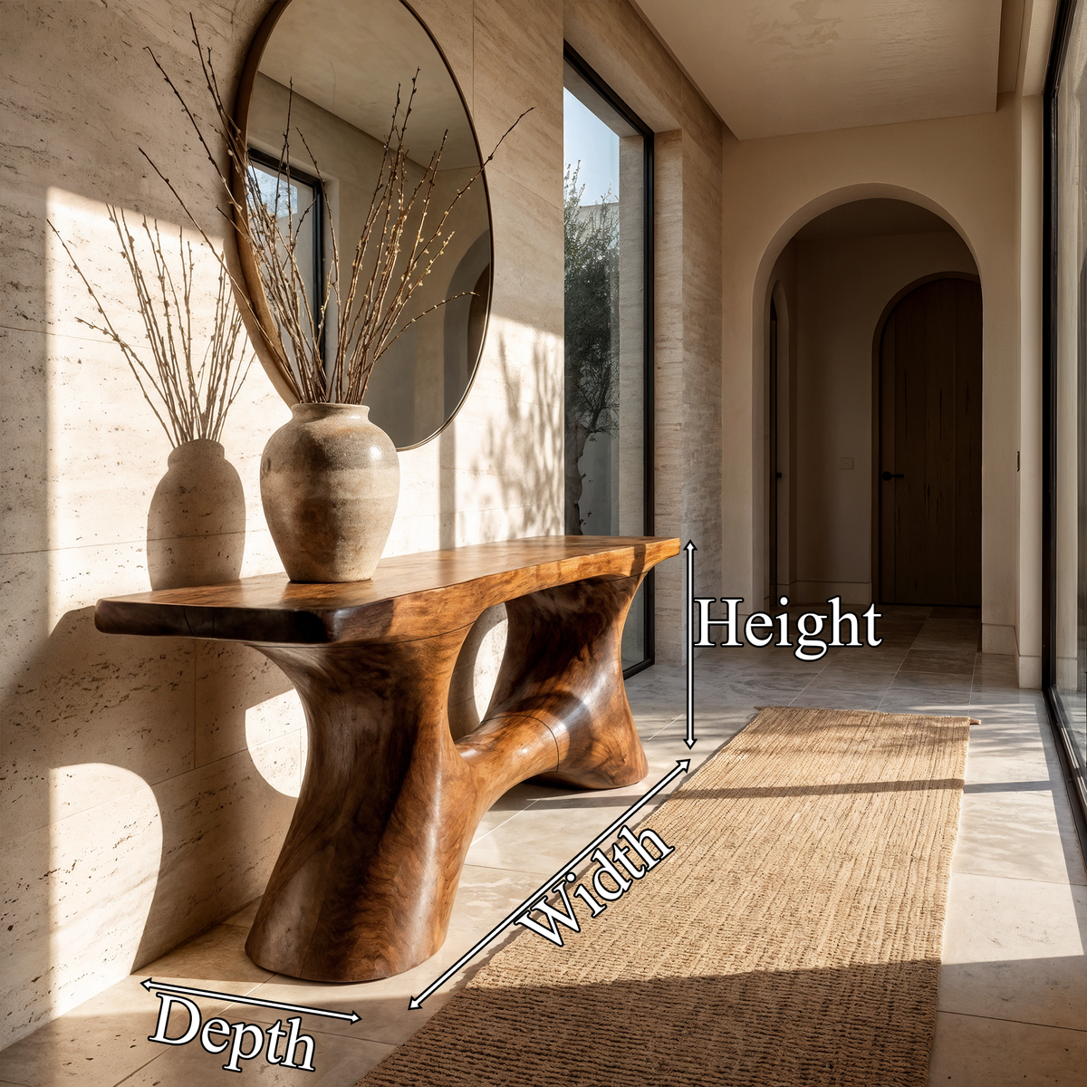 Contemporary Organic Void Base Console Table Entryway Hallway Living Room