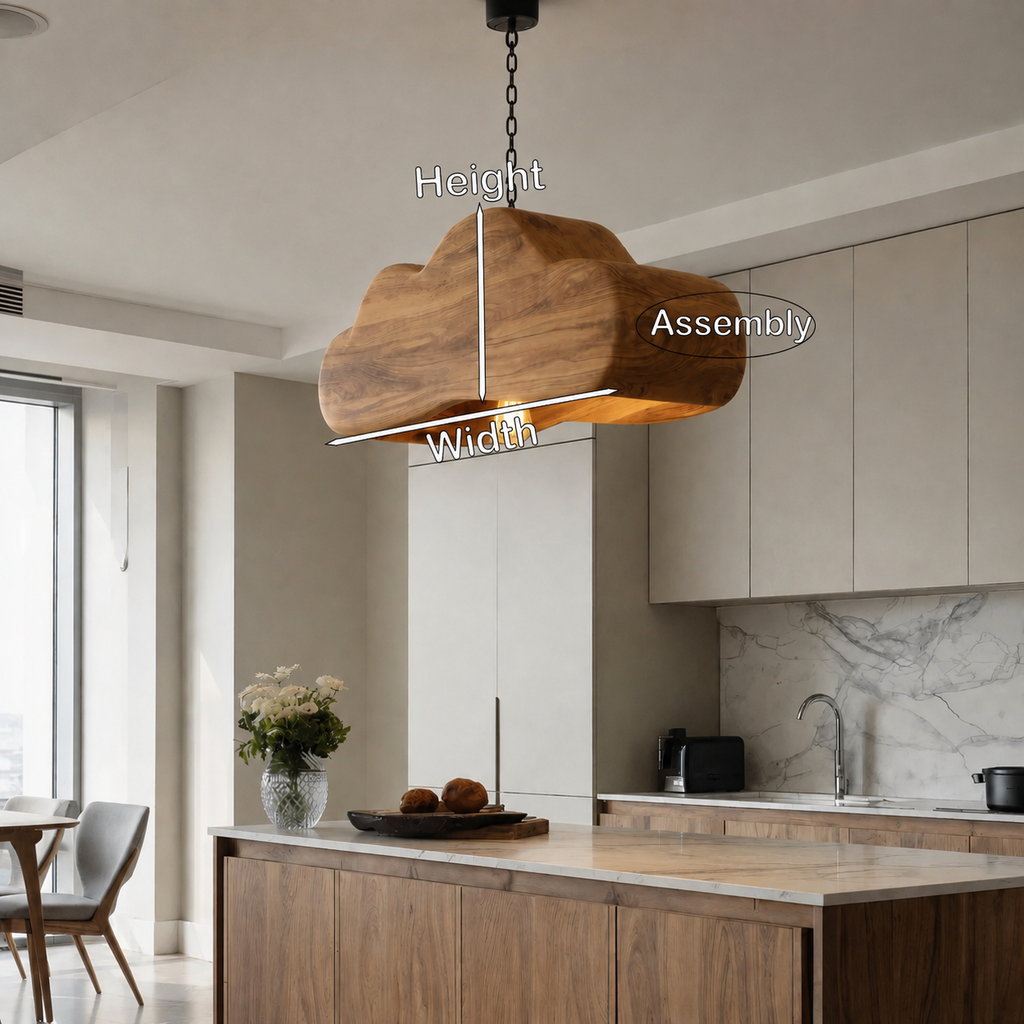 Scandinavian Wooden Pendant Light For Contemporary Kitchen Island