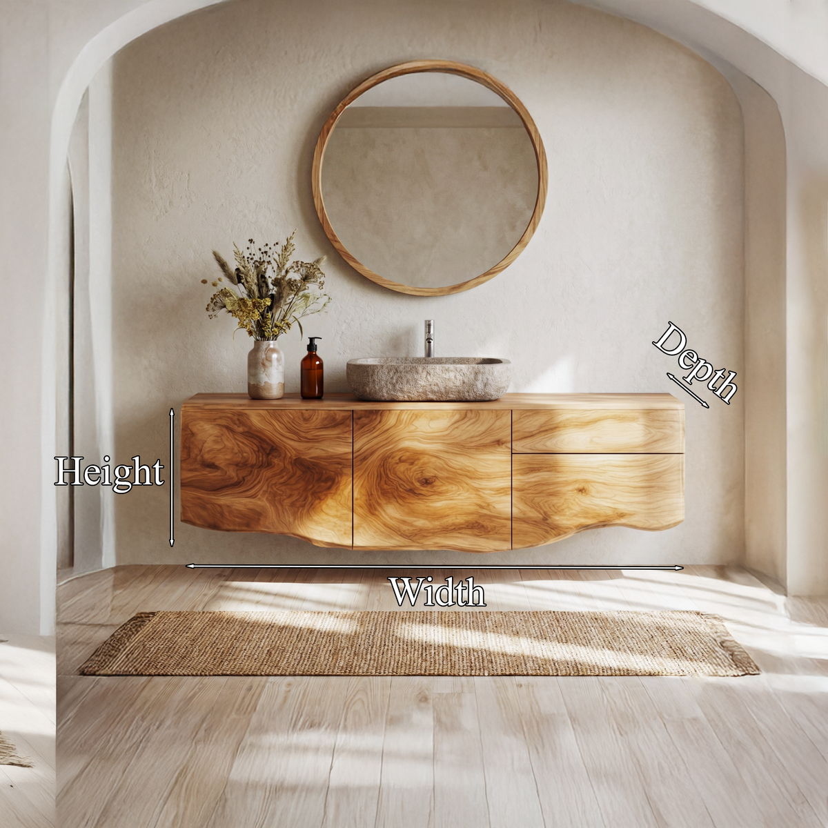 Wall Mounted Wooden Bathroom Vanity