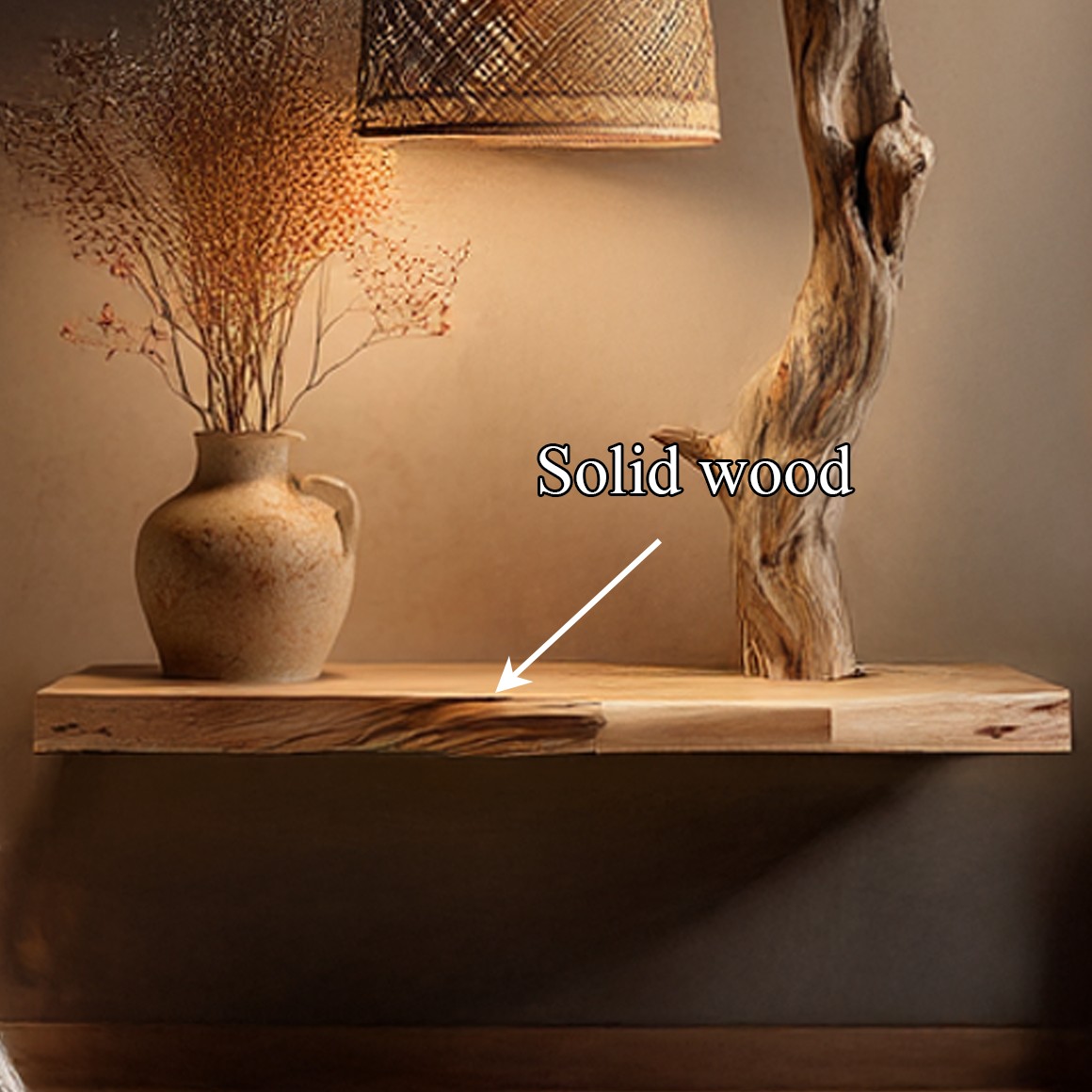 Sculptural Solid Wood Floating Shelf