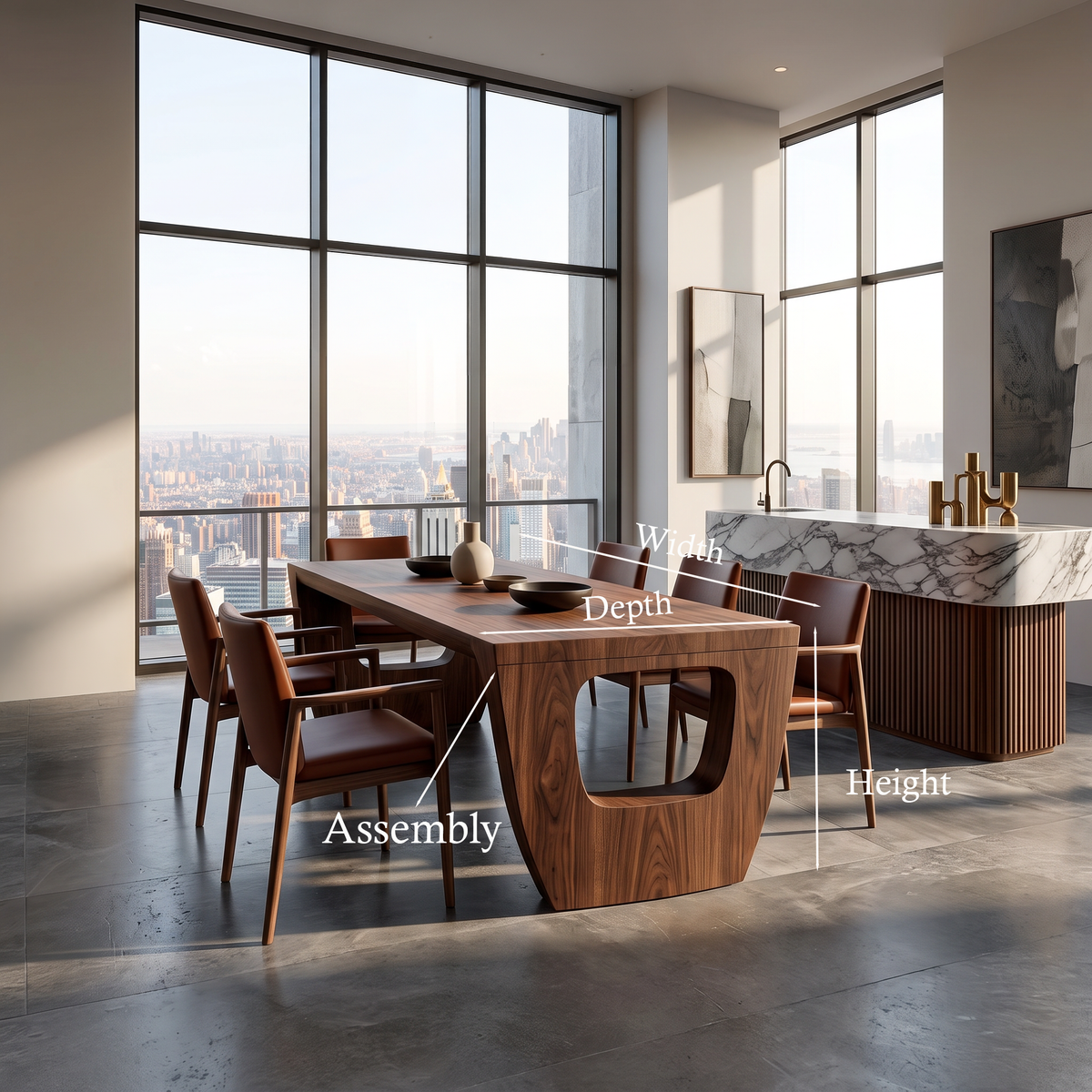 Rustic Dining Table With Artistic Base Design For Kitchen