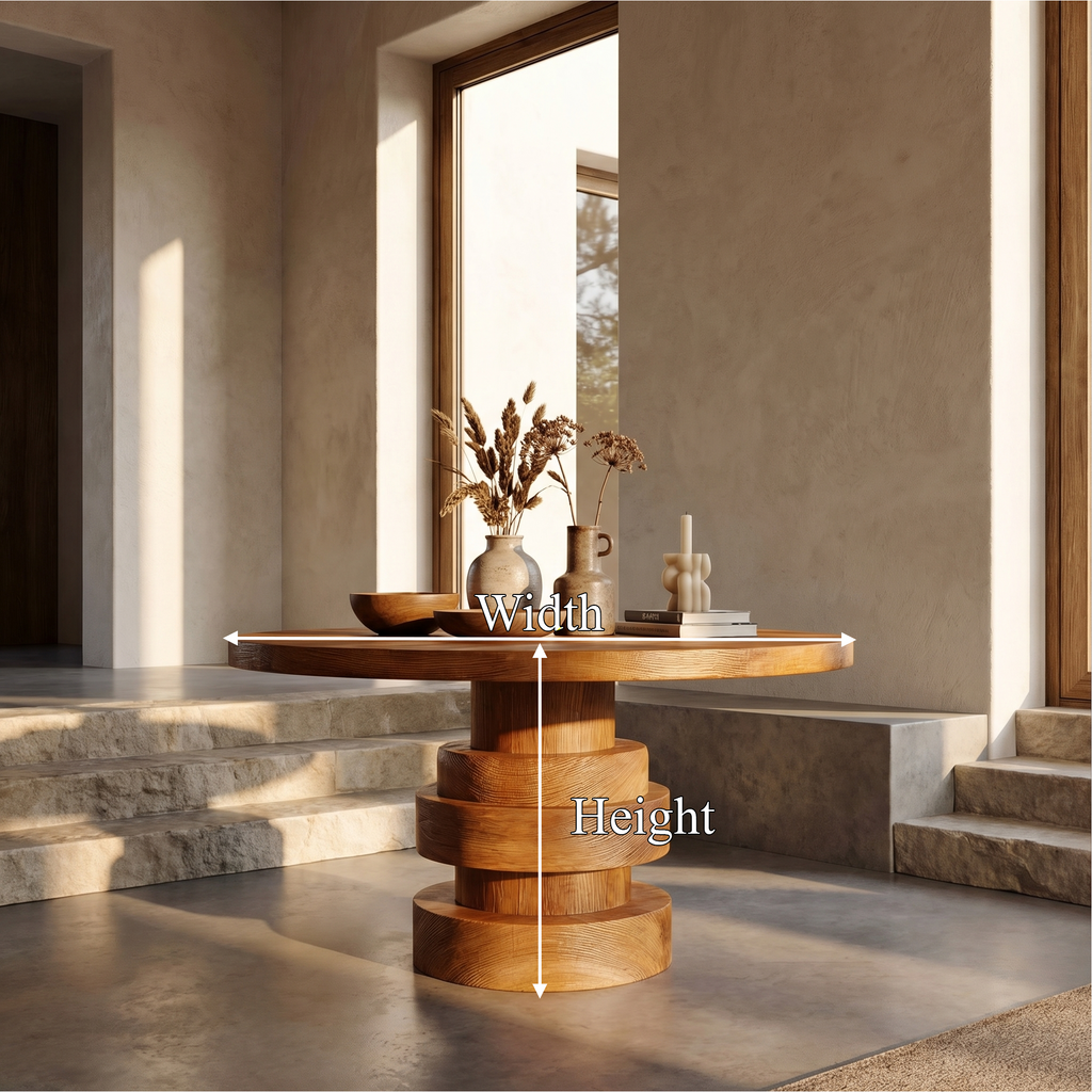 Modern Luxury Stacked Base Round Entryway Table