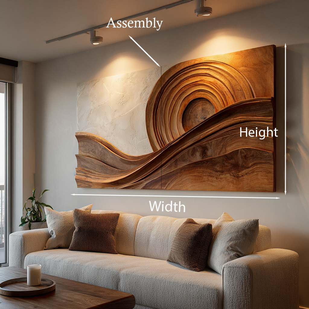 Modern Wood Layered Wave Wall Art For Hallway