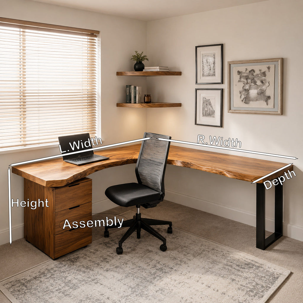 Modern L Shaped Desk With Drawer Storage For Workspace