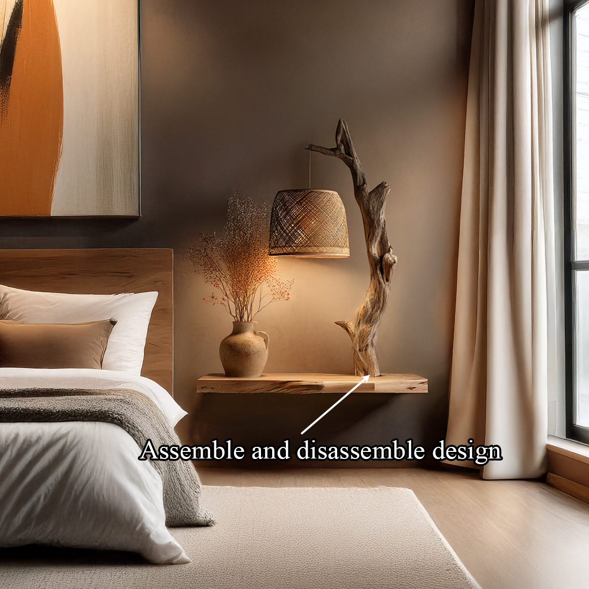 Sculptural Solid Wood Floating Shelf