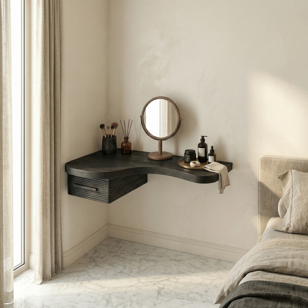 Modern Floating Dressing Table Space Saving Corner Form Bedroom
