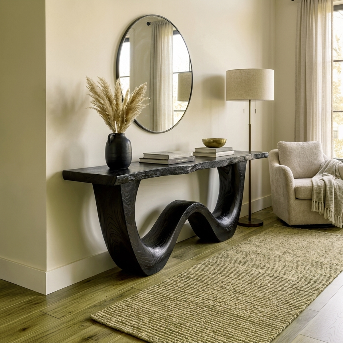 Organic Wave Base Wood Console Table