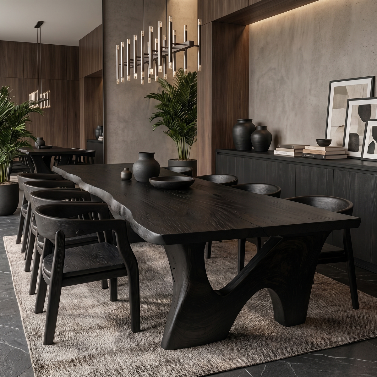 Rustic Modern Dining Table With Solid Wood Top