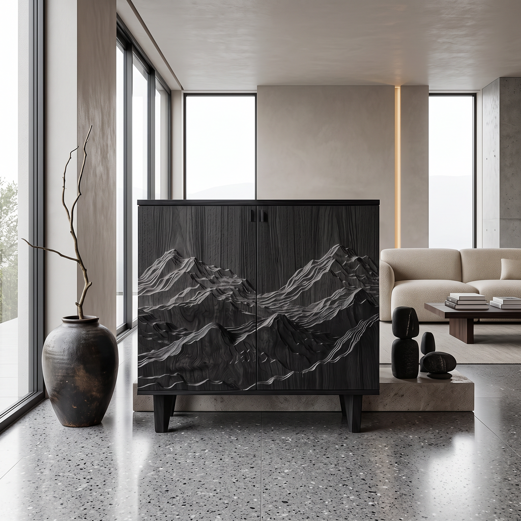 Organic Modern Wood Side Storage Cabinet