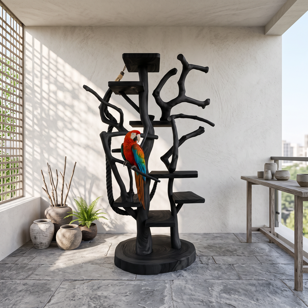 Natural Tree Parrot Stand For Living Room And Bird Room