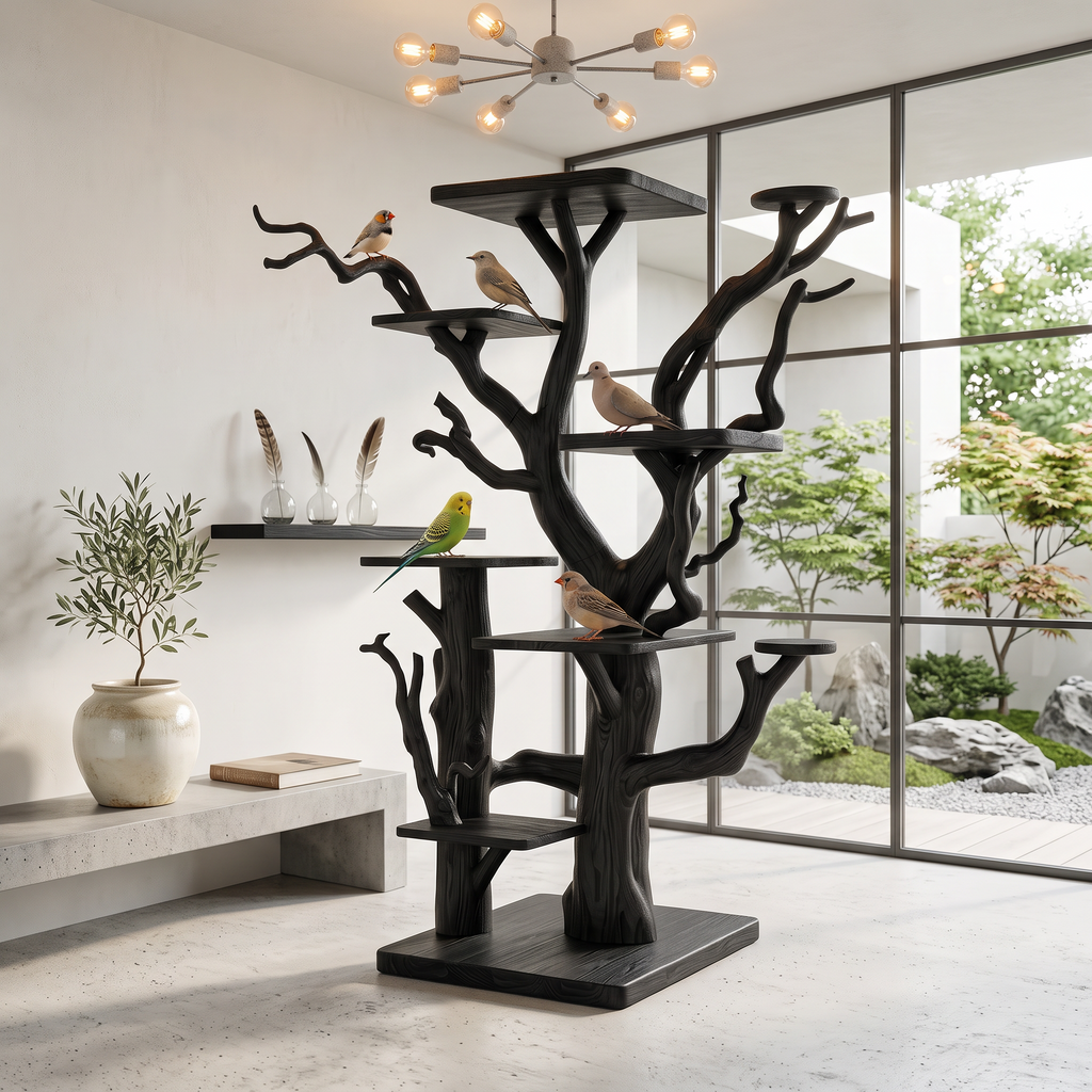 Rustic Bird Perch Stand For Living Room Or Bedroom