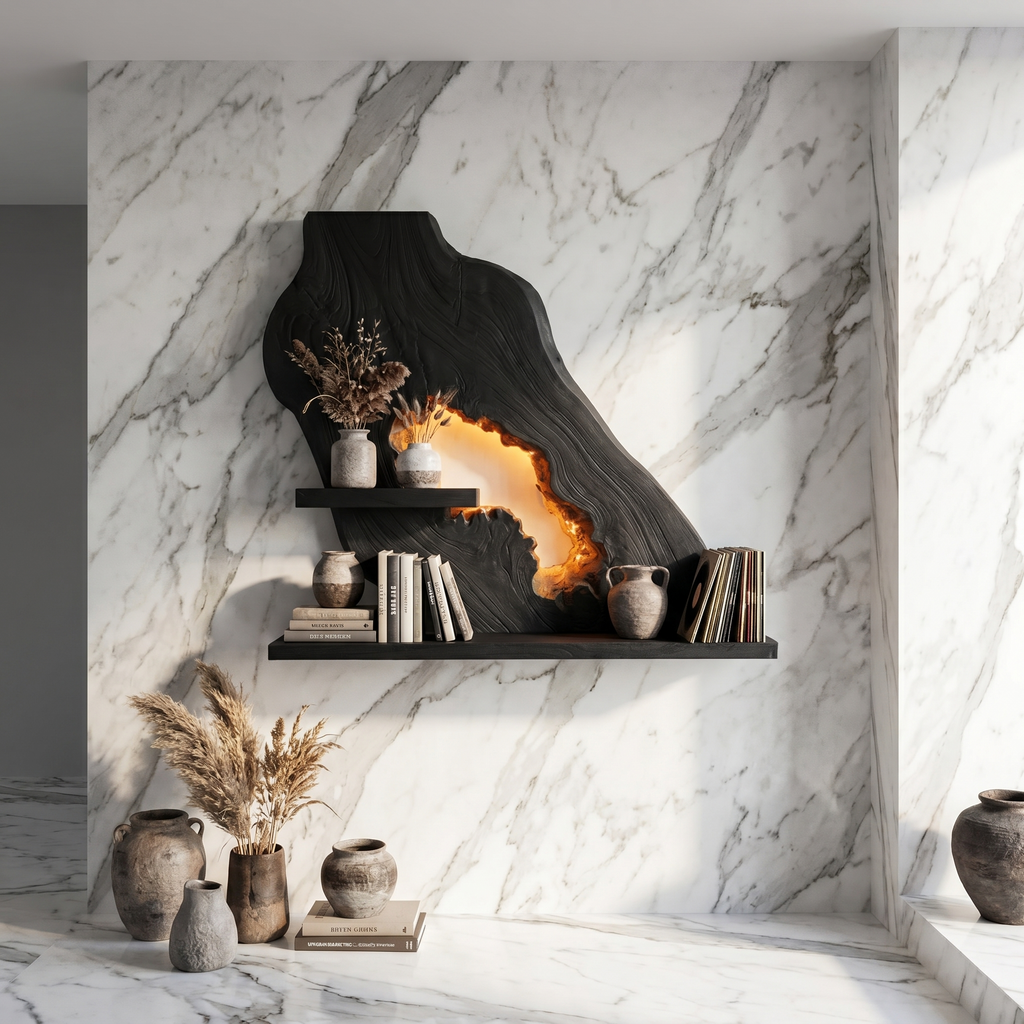 Sculptural Floating Wall Shelf