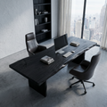 Rustic Live Edge Wooden Desk With Solid Wood Pedestal Base
