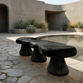 Natural Mushroom Bench Solid Wood Rustic Sculptural Design Entryway Or Garden Space
