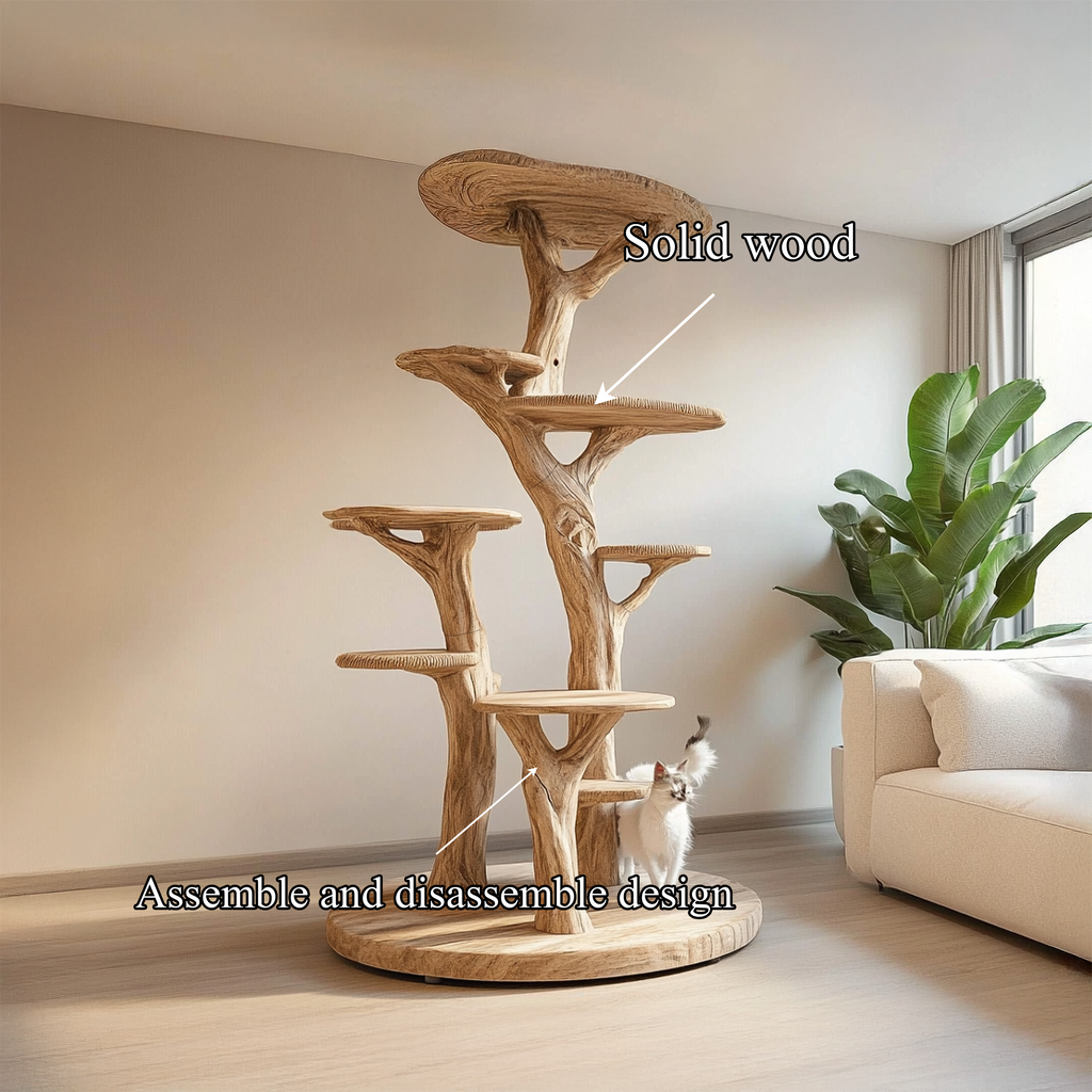 Rustic Wood Tree Cat Tower Living Room