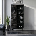 Sculpted Wood Bathroom Cabinet With Wavy Doors For Spa Decor