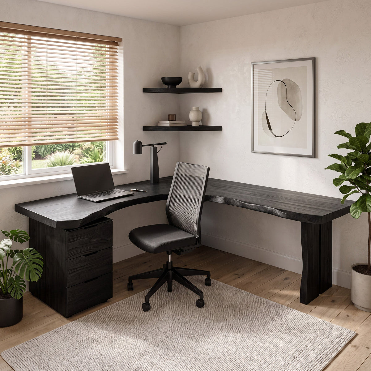 Modern L Shaped Desk With Drawer Storage For Workspace