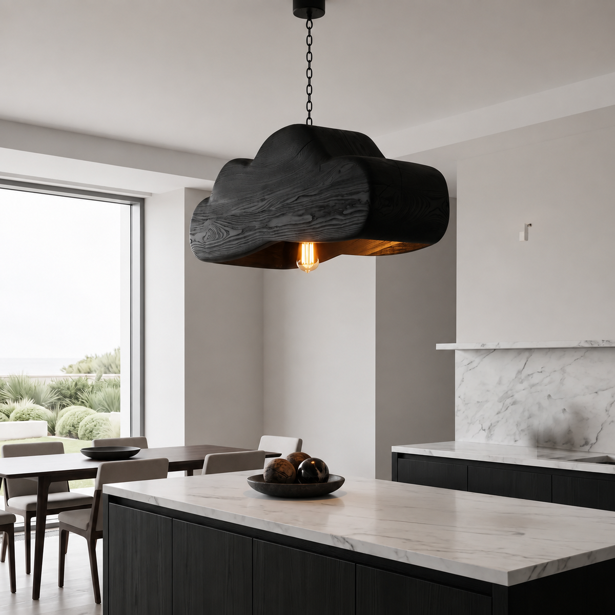 Scandinavian Wooden Pendant Light For Contemporary Kitchen Island