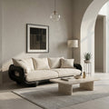 Modern Farmhouse Curved Sofa With Solid Frame For Living Room