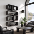 Mid Century Live Edge Display Shelf For Living Room Storage